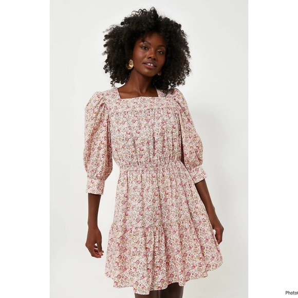 HYACINTH HOUSE Tuckernuck Pink and Red Floral Maddie Mini Dress Retail 158$ Sz S - Picture 1 of 10